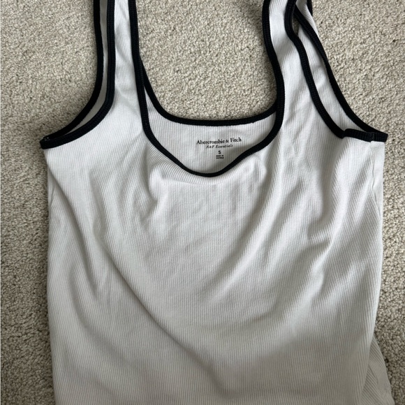 Abercrombie & Fitch White Ribbed Tank with Black Trim Double-Strap - Picture 2 of 2